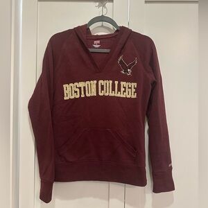 Boston College Soffe Maroon V-Neck Hoodie Size Small